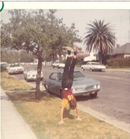 John Little demonstrating fine form in the hand stand!